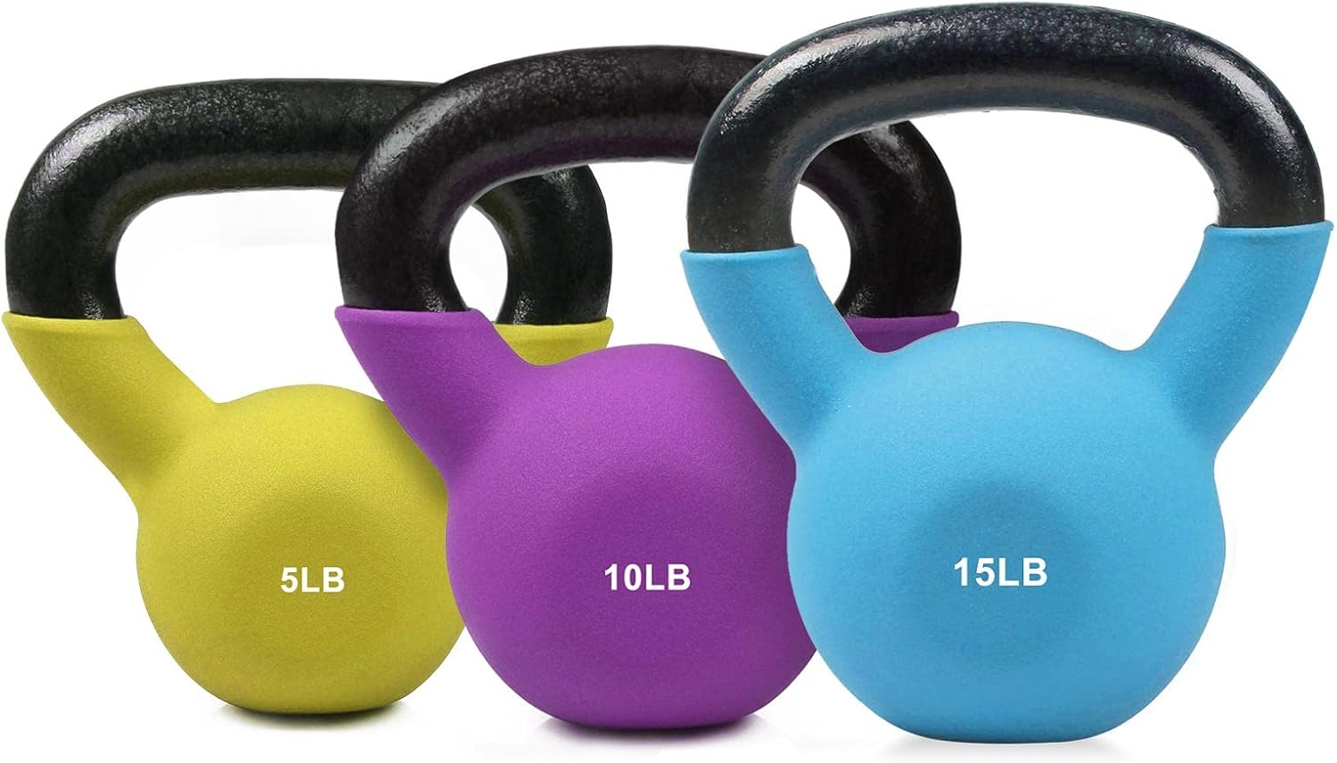 61E1fLcmfnL._AC_SL1500_.jpg Neoprene Coated Solid Cast Iron Kettlebell 5 10 15 20 25 30 35 40 45 50 LB, Great for Full Body Workout, Cross-Training, Weight Loss & Strength Training - Image 1