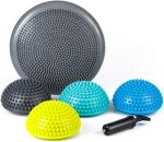 Balance Pods with Hand Pump, Stability Balance Trainer Dots Plus Large Balance Pad, Core Body Balancing, Inflatable Stepping Pads, Sensory Wiggle Seats for Kids (Set of 5)