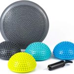 Balance Pods with Hand Pump, Stability Balance Trainer Dots Plus Large Balance Pad, Core Body Balancing, Inflatable Stepping Pads, Sensory Wiggle Seats for Kids (Set of 5)