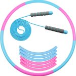 Detachable Hula Hoop and Jump Rope Set for Exercise and Fitness - Great for Indoor and Outdoor Sports for Children, Teens and Adults - Hoola Hoop Adjustable 24 to 28 Inches Diameter