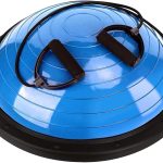 Balance Ball Trainer, 26 inch Half Exercise Ball with Resistance Bands, Home Gym Full Body Workout Equipment, Blue