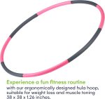 Stainless Steel Weighted Hula Hoop for Adults - Detachable Ergonomic Design for Muscle Strengthening and Weight Loss - Easy to Adjust and Carry for Home Fitness - Pink and Gray - Image 2