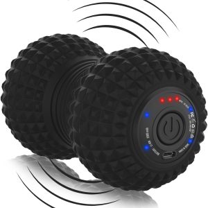 Vibrating Peanut Massage Ball, Ultra Strong Rechargeable Therapy Roller, Trigger Point Massager for Back Neck Foot Muscle Pain, Myofascial Release & Plantar Fasciitis Relief
