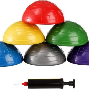 6 Pack Balance Pod, Balance Trainer Dots for Squat Touch Downs, Core Body Balancing, Inflatable Stepping Pads, 1 Hand Pump