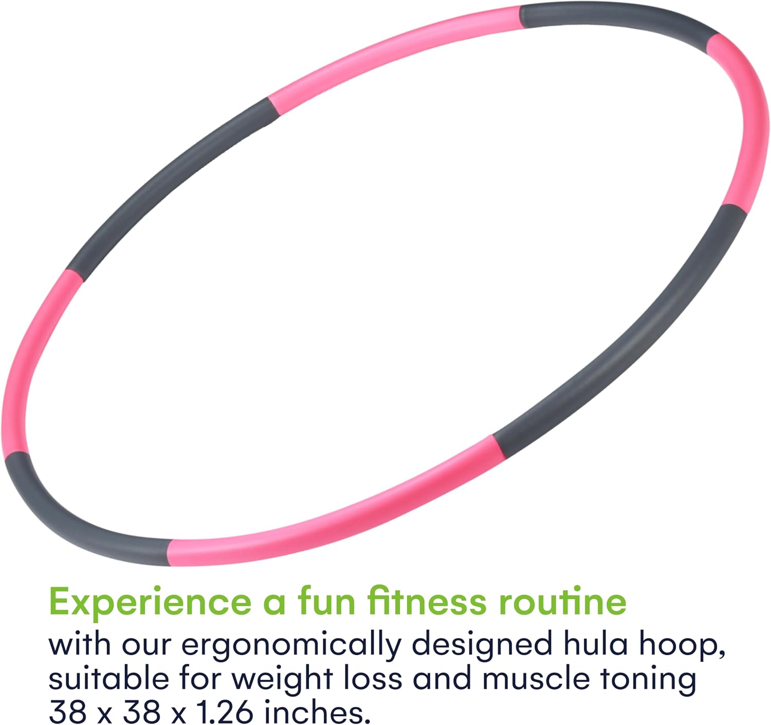 Stainless Steel Weighted Hula Hoop for Adults - Detachable Ergonomic Design for Muscle Strengthening and Weight Loss - Easy to Adjust and Carry for Home Fitness - Pink and Gray - Image 2