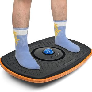 Standing Desk Anti Fatigue Mat Balance Board with Marble, 360° Rotation Exercise Wooden Wobble Board Stability Rocker Perfect for Office, Workstation, Home, Gym, Kitchen