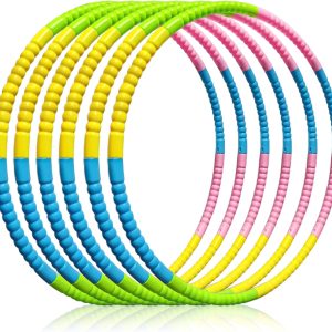 6 Pcs Toy Color Hoop, Detachable Adjustable Exercise Hoop, Plastic Hoops Playground Toys Colored Hoop Rings Circles for Teens Party Games Gymnastics(4 Colors, 28 Inch)