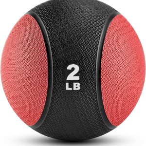 Weighted Medicine Ball - Non-Slip Rubber Shell & Dual Texture Grip - Workout Exercise Ball for Core Strength, Balance Training, Coordination Fitness - Multiple Weights & Colors 2lb